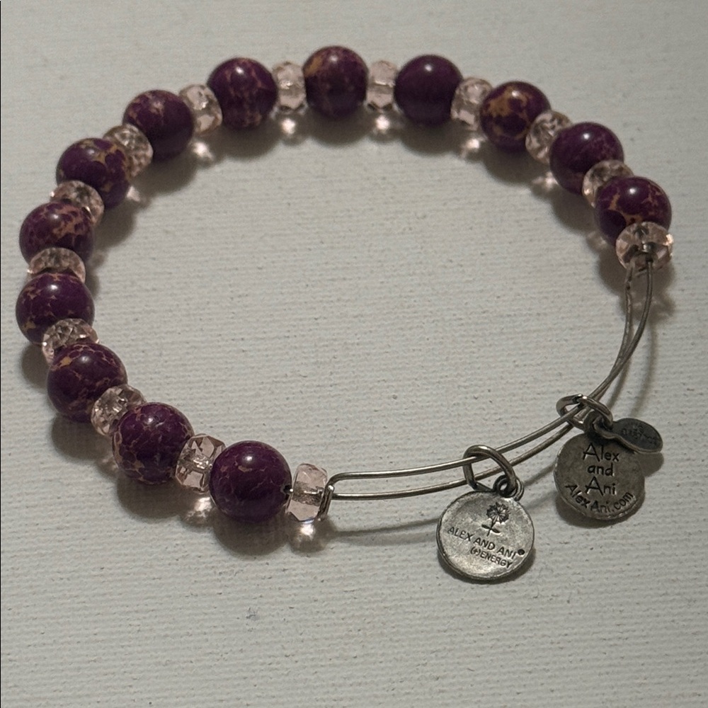 Alex and Ani Maroon and Pink Beaded adjustable Bracelet - Picture 4 of 8